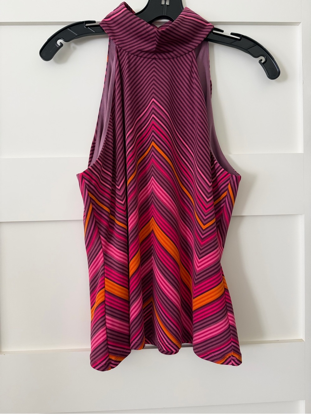 Ramy Brook Sleeveless Chevron Halter Top in Pink & Orange